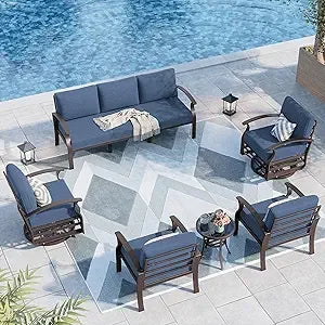 Ljustra Aluminum Patio Furniture Set 7-Seat Outdoor Conversation Set