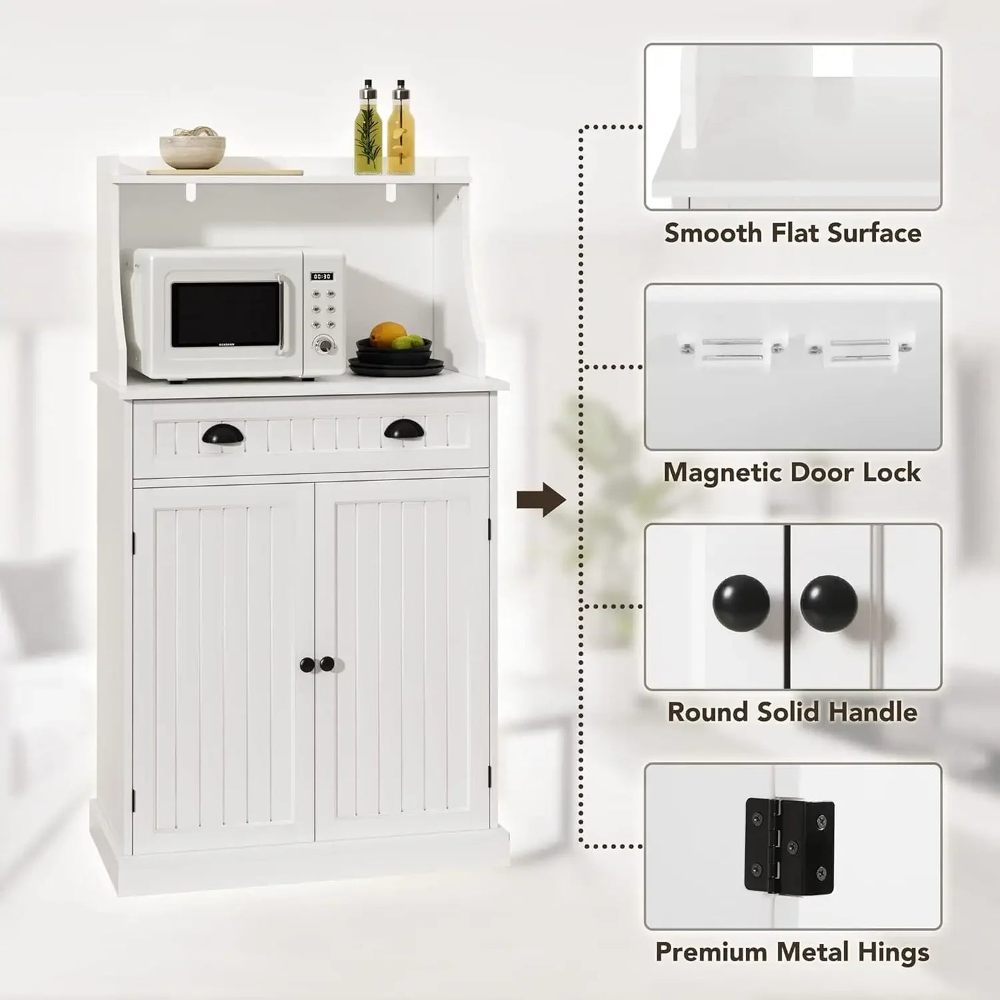 54 Inch Freestanding Kitchen Pantry Storage Cabinet with Adjustable Shelves