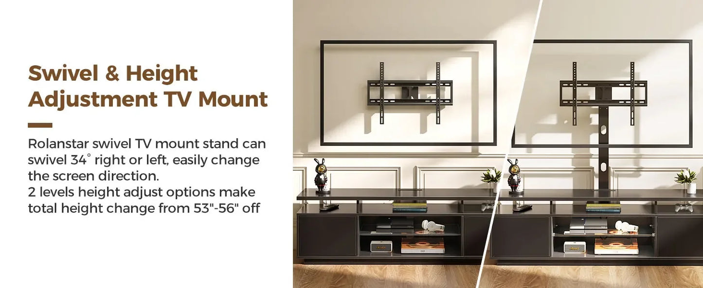 Ljustra TV Stand with Mount and Power Outlet 51.2" Swivel Adjustable