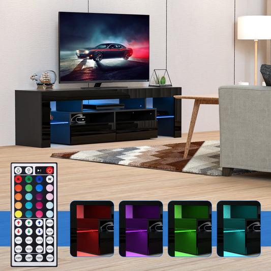 71 Inch LED TV Stand Modern Entertainment Center with RGB Light Storage