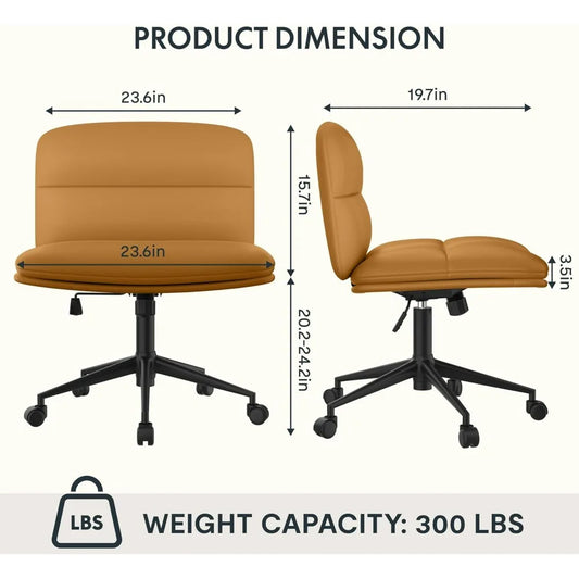 Criss Cross Armless Office Chair with Wheels for Modern Desk
