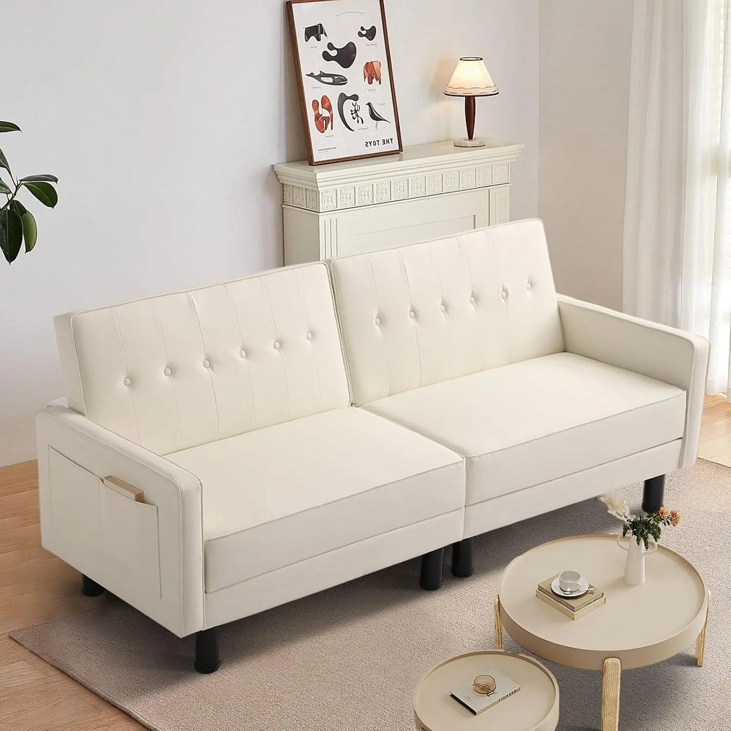 3-in-1 Convertible Futon Sofa Bed Adjustable Backrest Modern Design