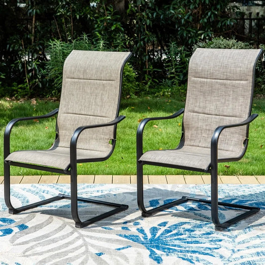 Ljustra High Back Patio Dining Chairs C Spring Motion Outdoor Furniture 2 Pcs