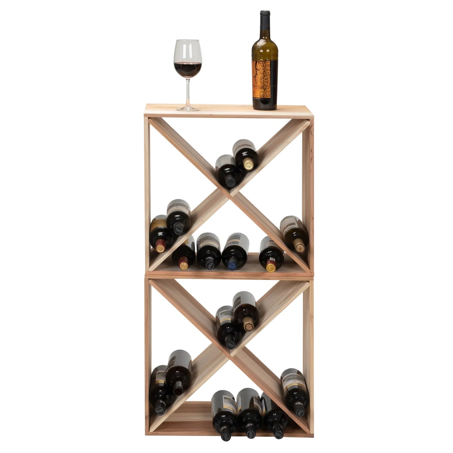 24 Bottle Modular Wine Rack Set of 2 Stackable Wine Storage Cube