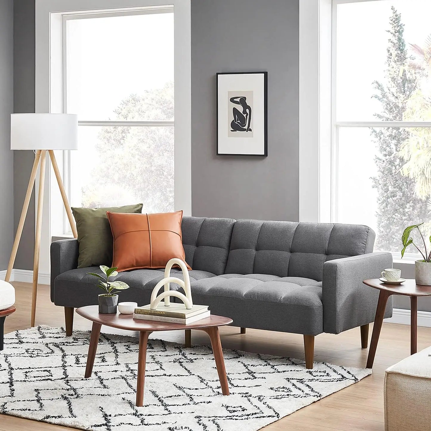 Ljustra 76.8" Modern Couch Sleeper Futon Loveseat Living Room
