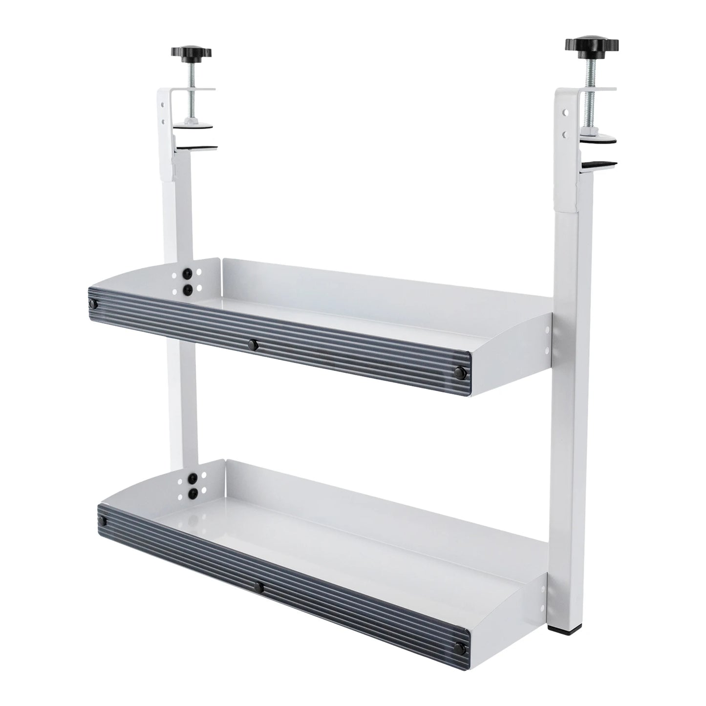 Clamp-on Desk Shelf 2-Tier Metal Organizer Above Under Table Storage