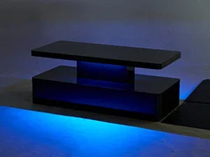 Modern LED Coffee Table 40 Inch Double Layer Stylish Living Room Table