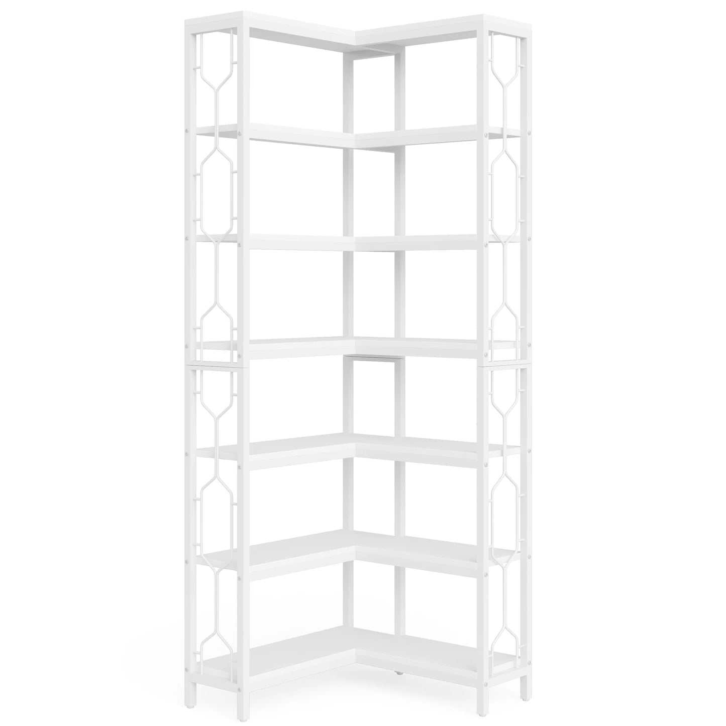 Ljustra 7-Shelf Corner Bookshelf Modern Corner Bookcase Storage Rack