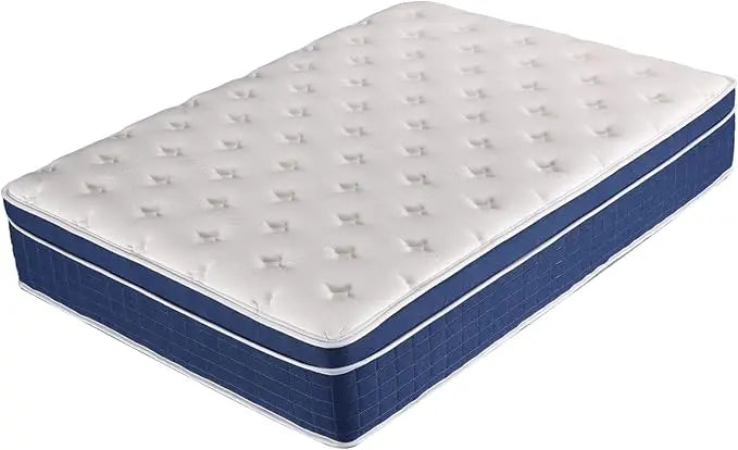 Royal Blue Full Size Medium Firm Hybrid Mattress Bed in a Box