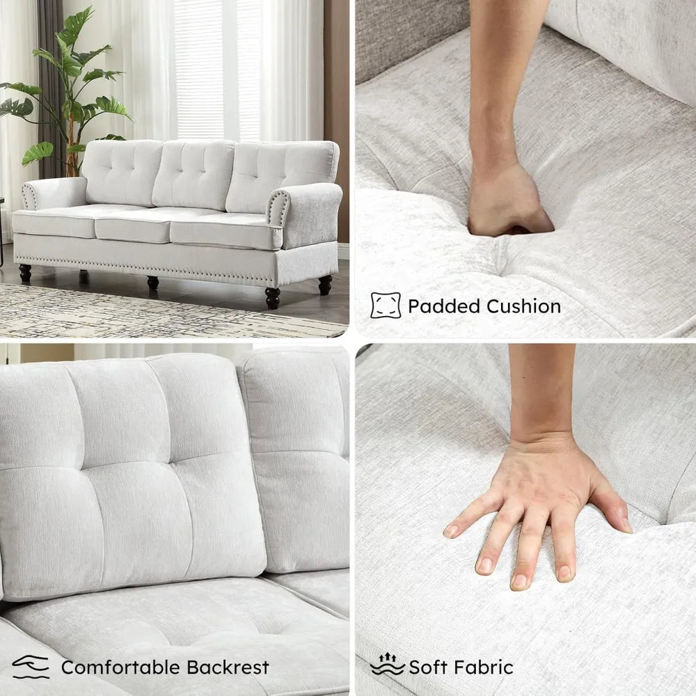 Ljustra 3 Seat Loveseat Sofa Rivet Design Mid-Century Modern