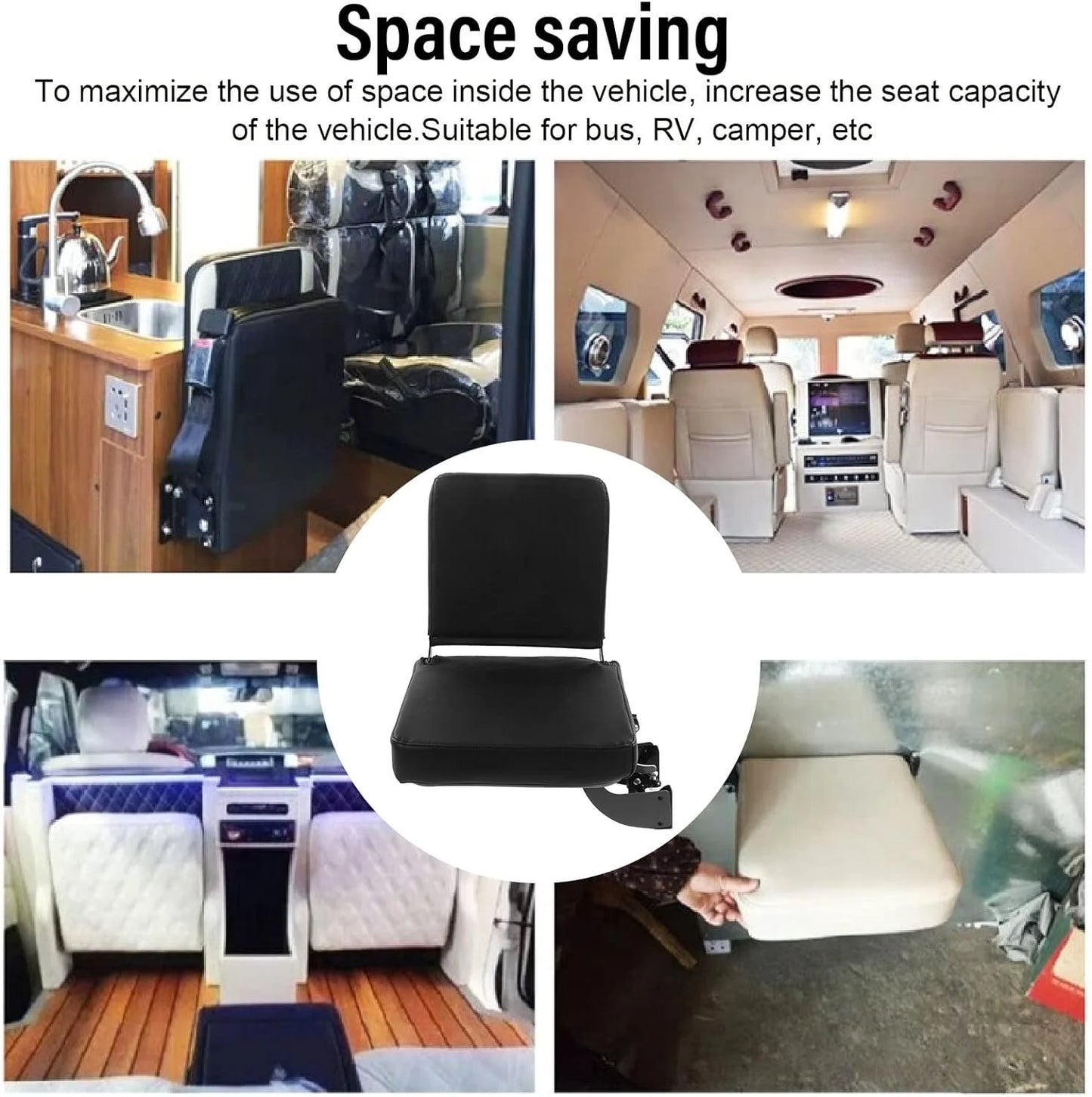 RV Bus Folding Flip Seat Elegant Leather Heavy Duty Camper Accessory
