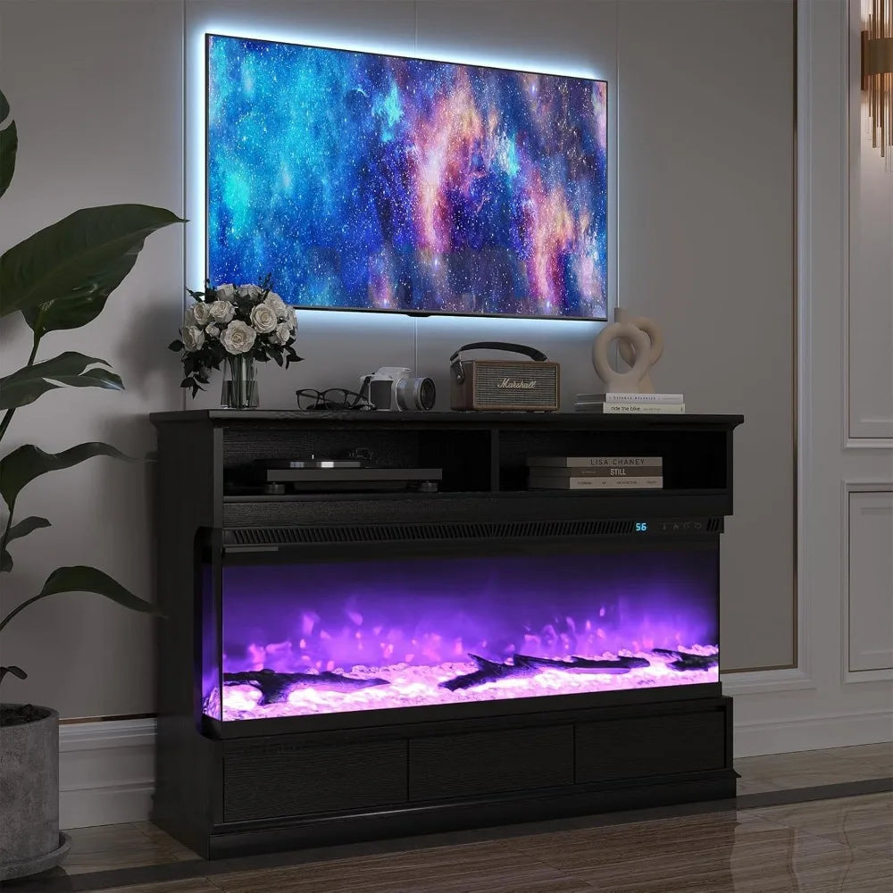 Fireplace TV Stand with 50" Electric Fireplace and 3 Drawers