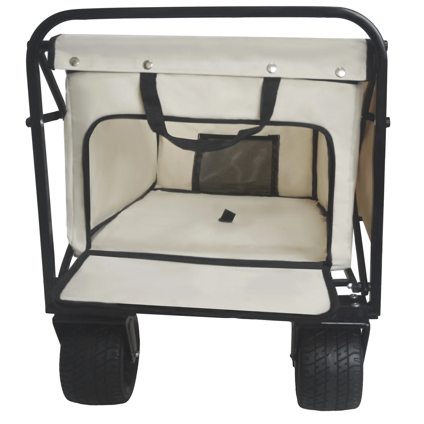 Heavy-Duty Folding Wagon All-Terrain Garden Cart 360° Rotating Wheels