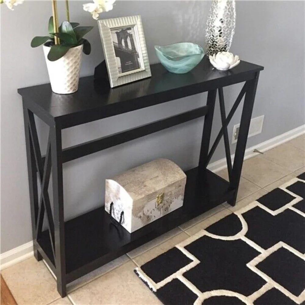 Console Table 2 Tier Behind Sofa Entryway Accent Table for Living Room