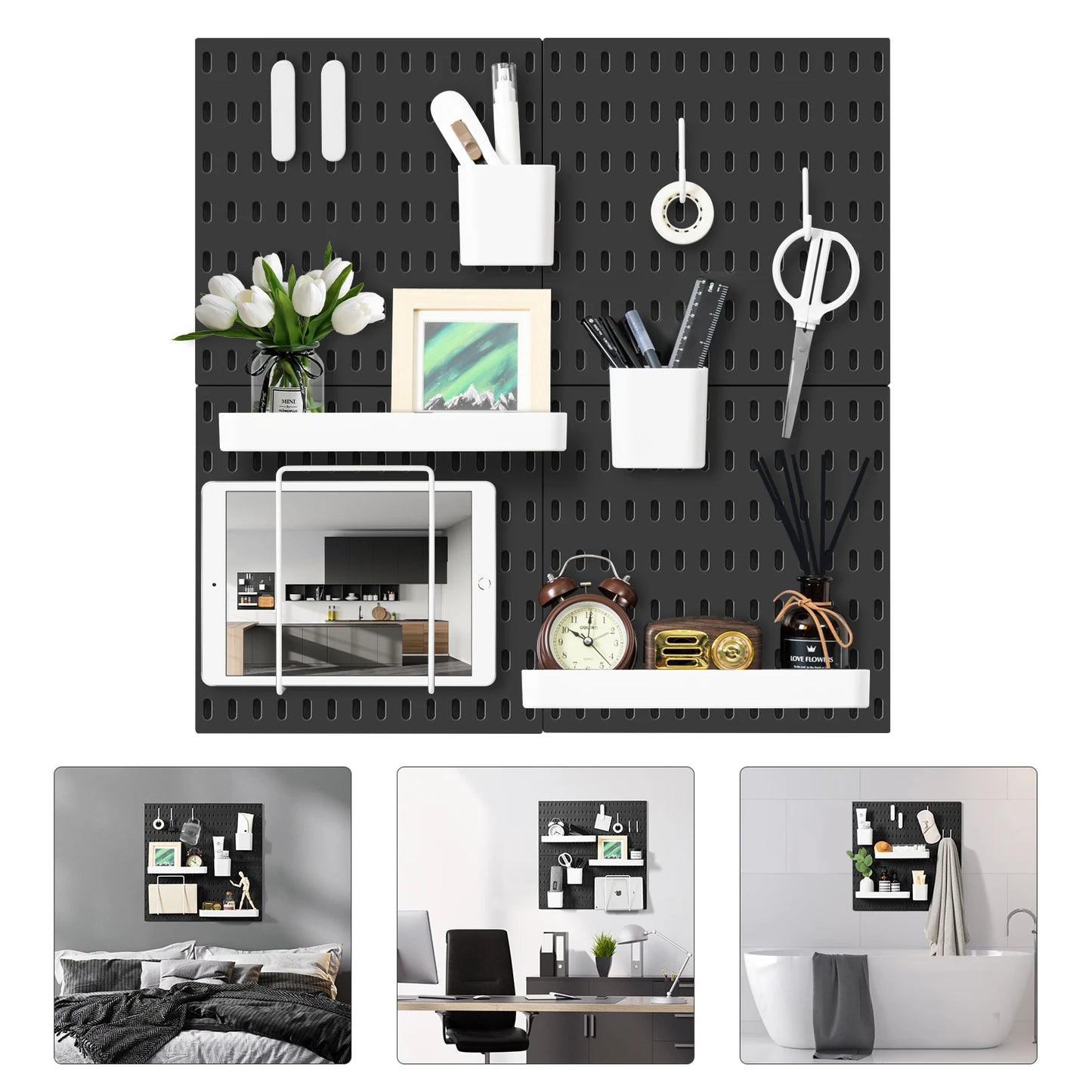 Deli 4pcs 22x22 Wall Organizer Kit with 17 Accessories for Storage