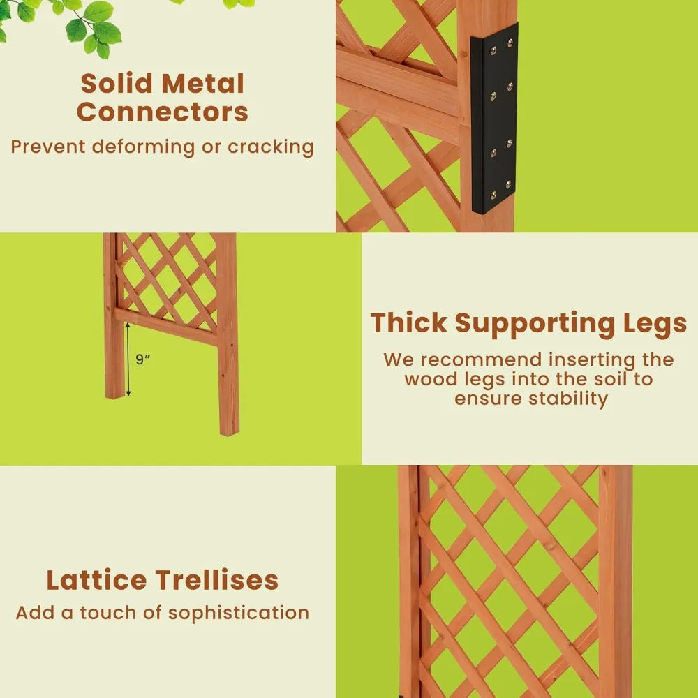 Moccha 7.7 FT Garden Arbor Wooden Trellis for Climbing Plants Outdoor