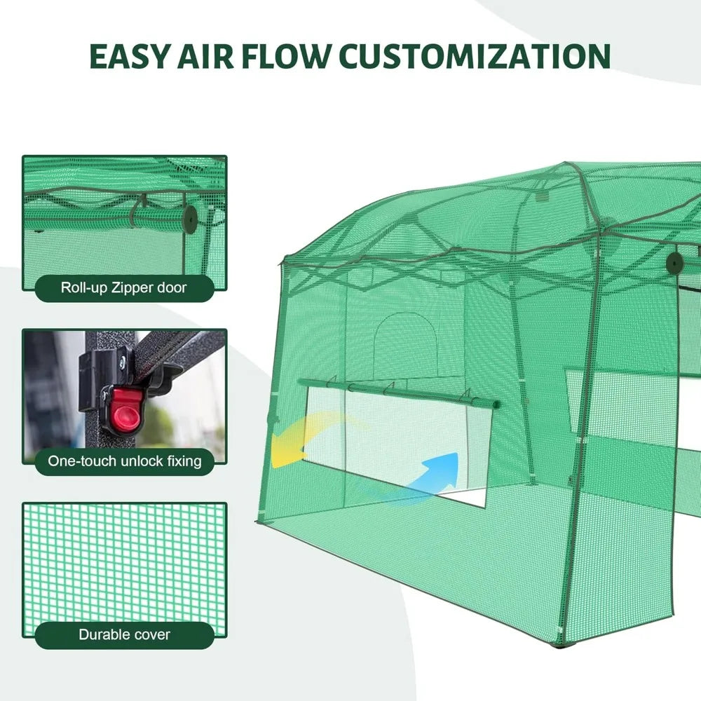 Portable 11x8.5 FT Walk-in Greenhouse Heavy Duty Adjustable Canopy