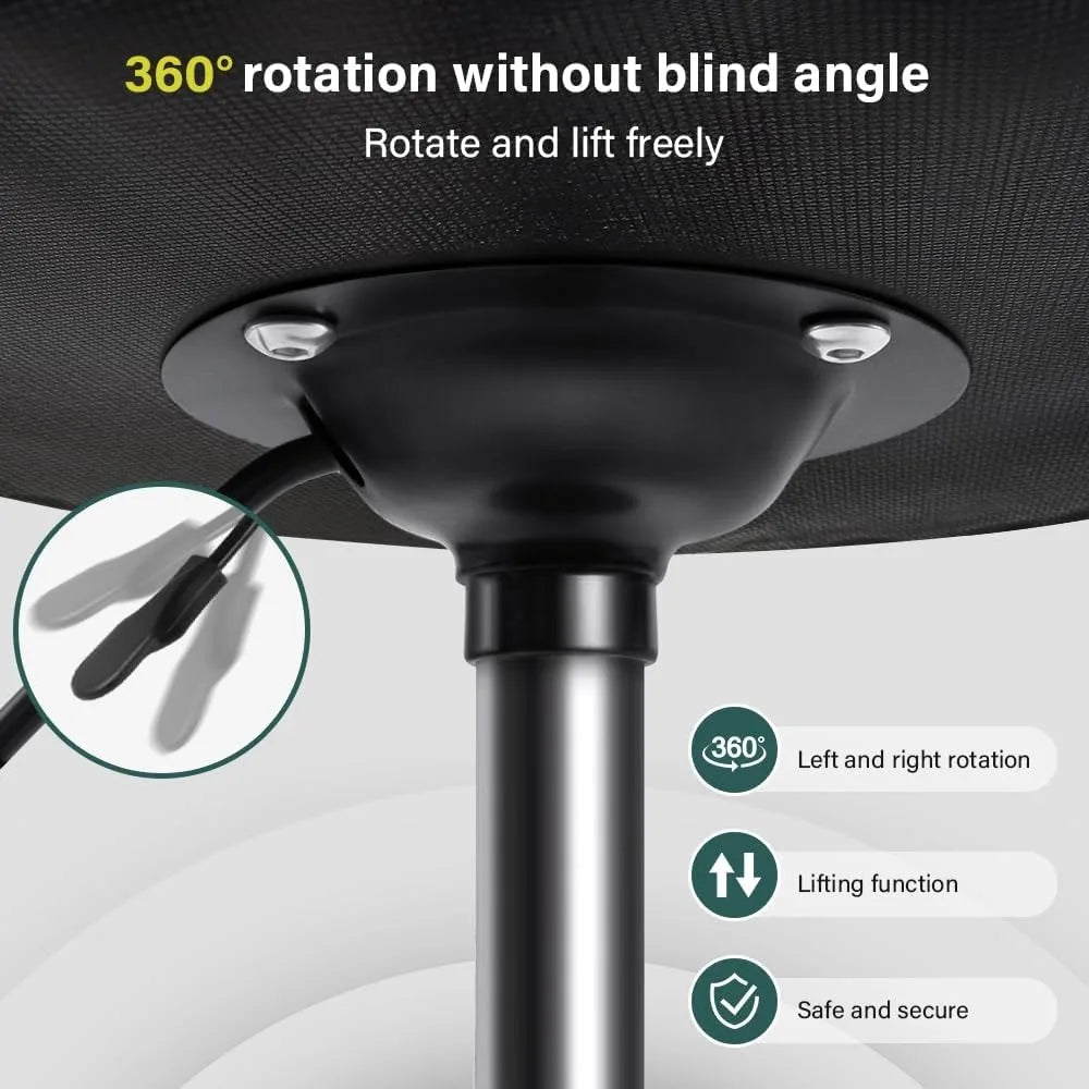 Pink Thickened Vanity Stool Round PU Leather Swivel Adjustable Makeup Chair