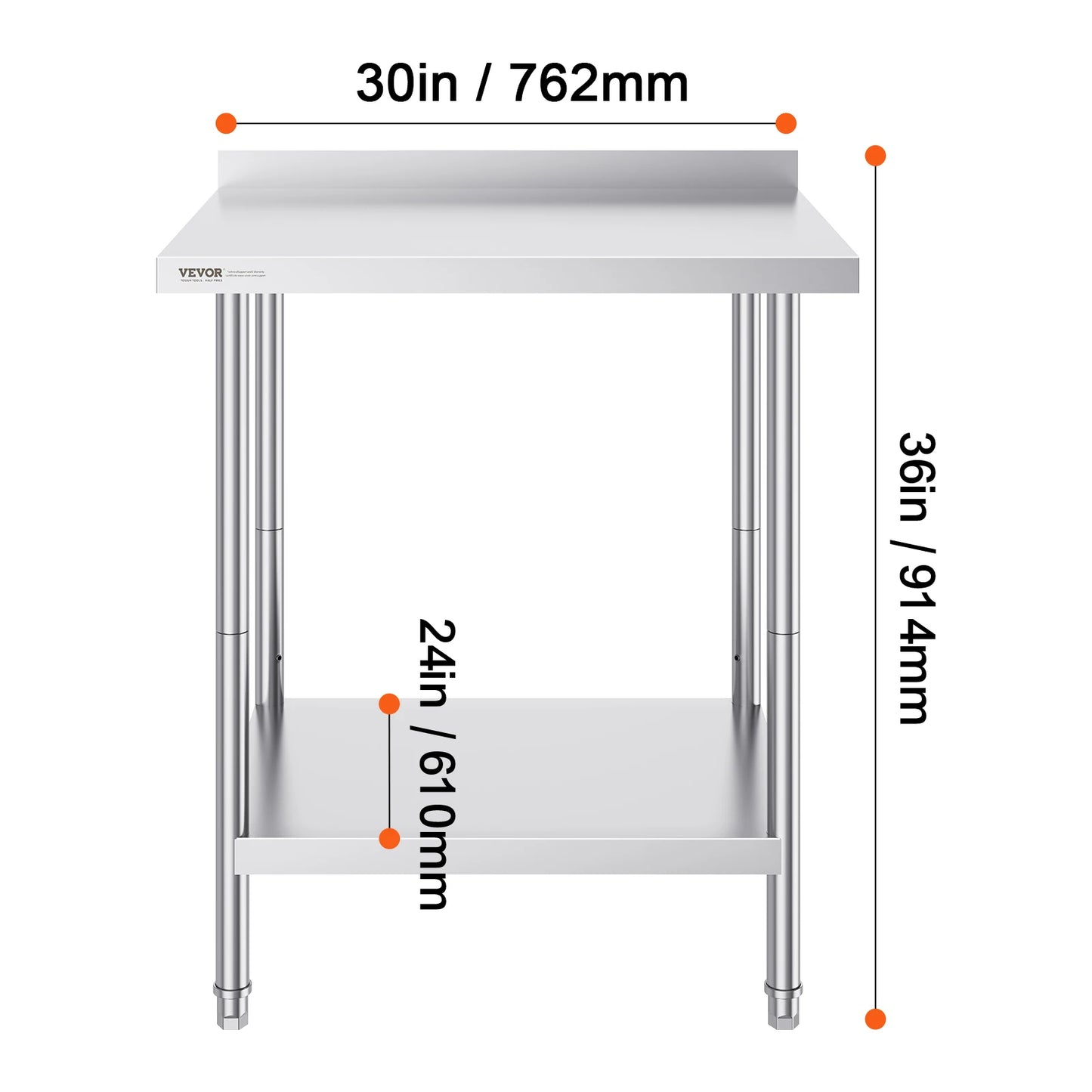 SucceBuy Stainless Steel Work Table Adjustable Height Heavy Duty Prep Table