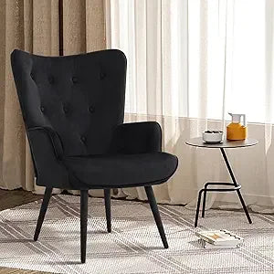 Grey Velvet Accent Chair Wingback Modern Living Room Furniture