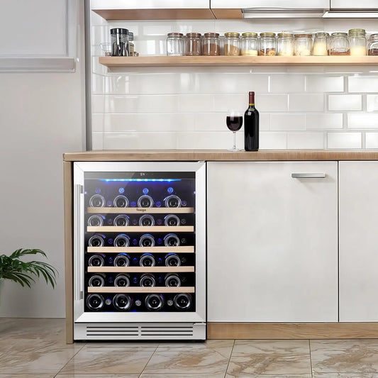 Ljustra 24 Inch Built-In Wine Cooler 47 Bottle Dual Zone Fridge