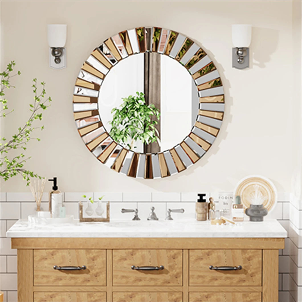 XL Round Enthusiasm Decor Mirror Wall Accent for Hallway Bathroom