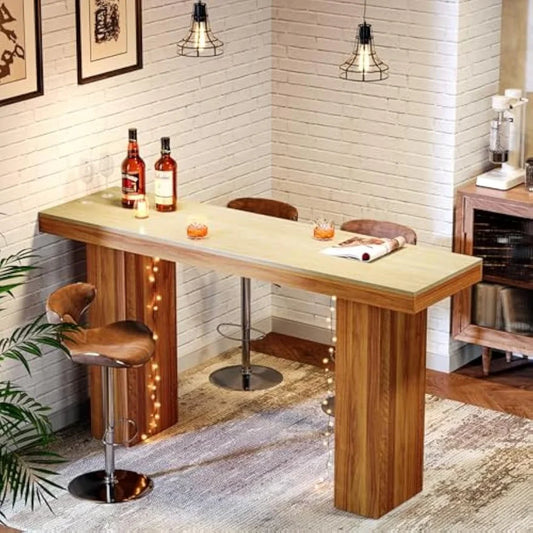 Long Bar Table 62.9 Inch Rectangular Counter Height Pub Table Kitchen