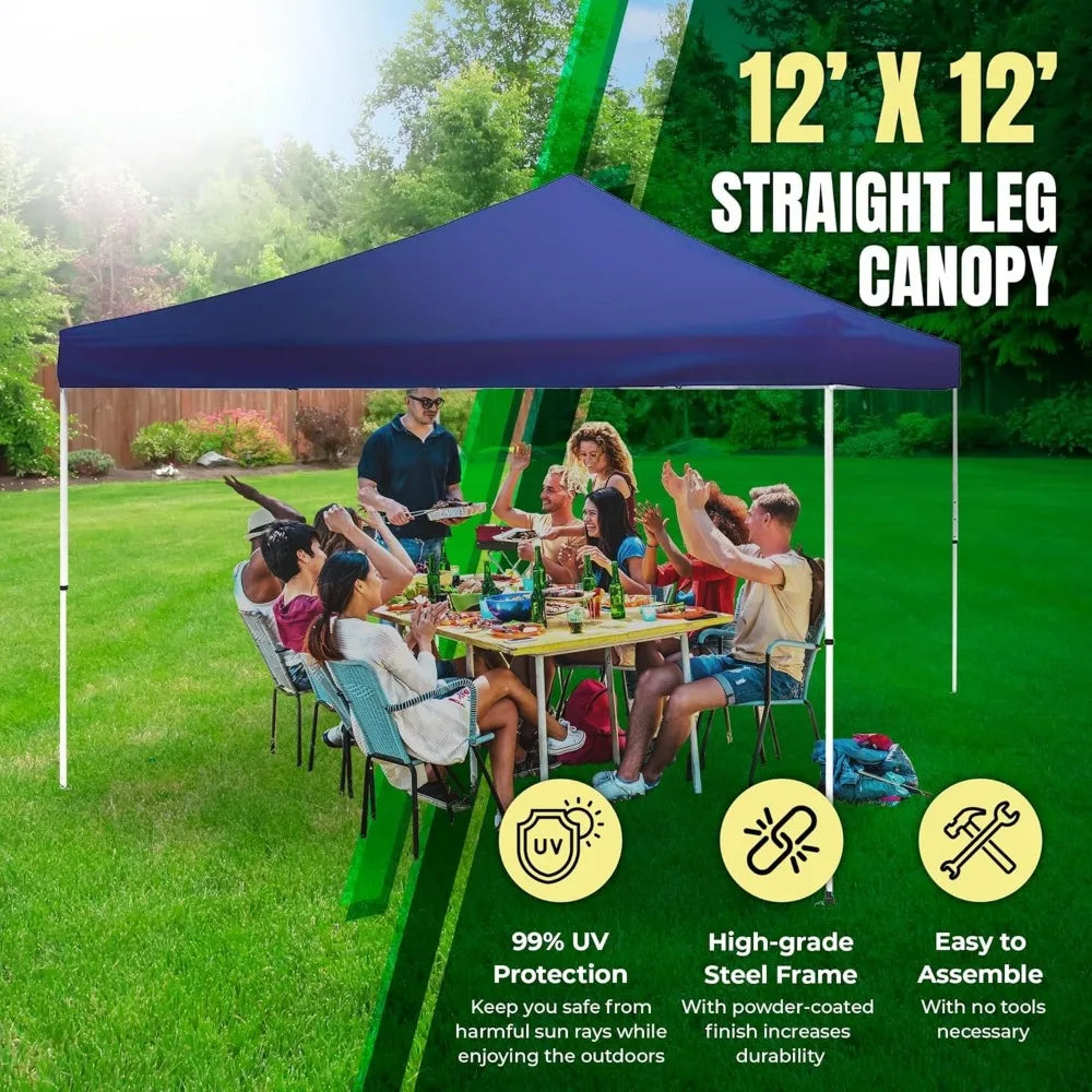 Ljustra 12x12 Foot Polyester Pop Up Canopy Tent Adjustable Height Outdoor