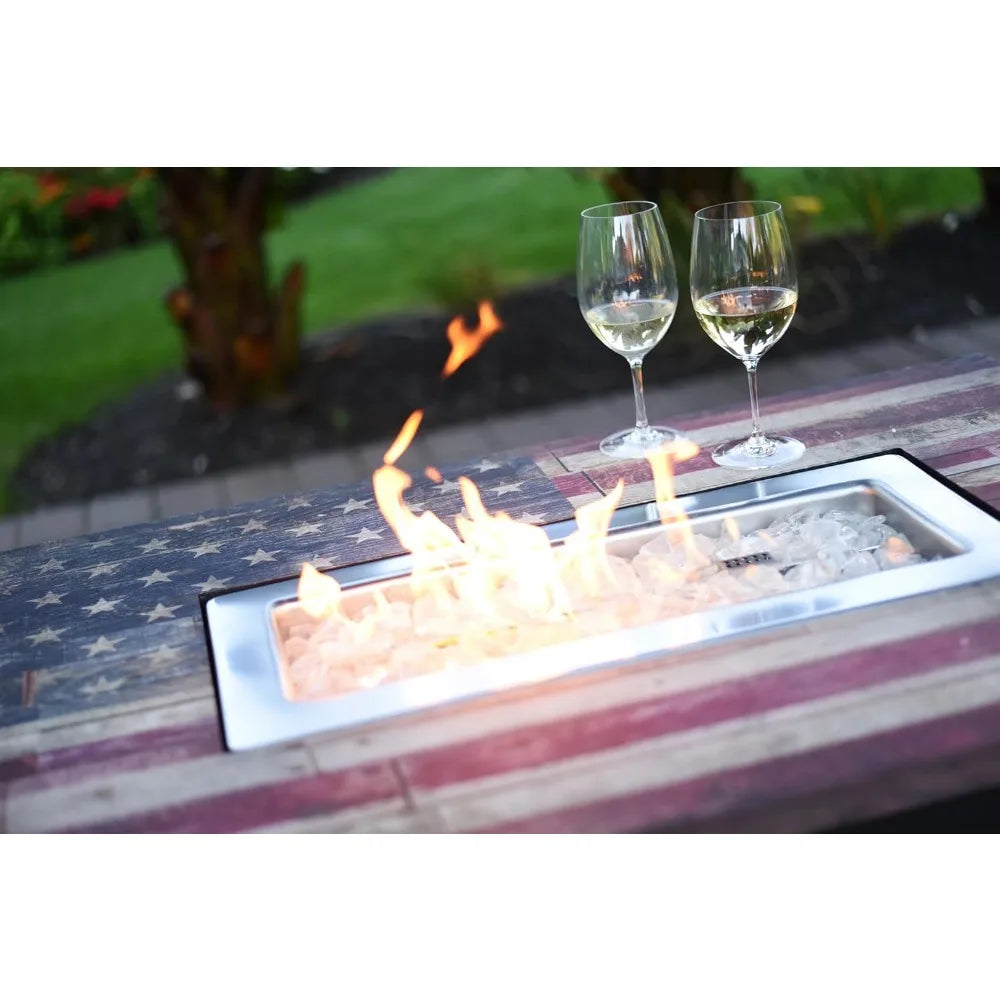 Americana Rectangular 40,000 BTU Outdoor LP Gas Fire Pit with Glass