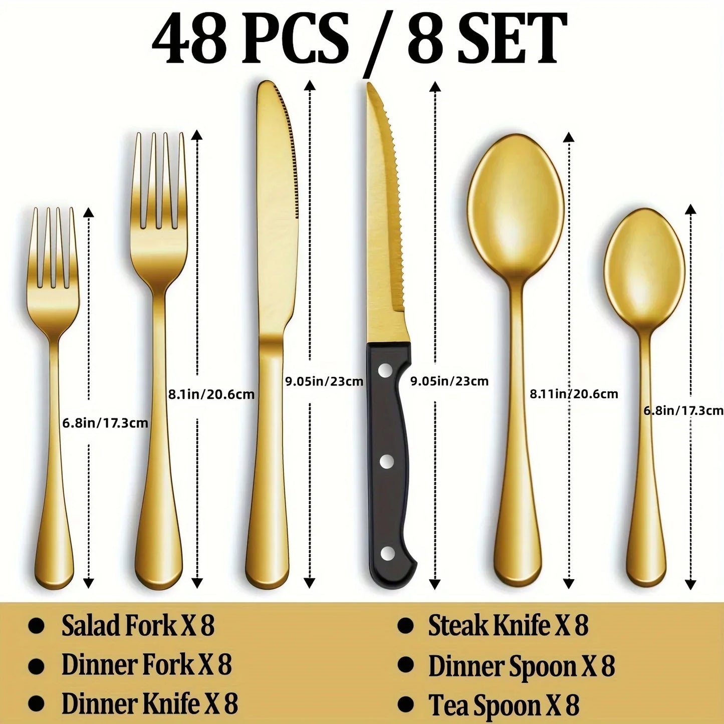 Stainless Steel Western Steak Set 48 Pieces Flatware Kitchen Tableware