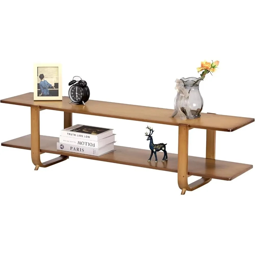 Bamboo TV Stand for 65'' TVs Modern Storage Accent Media Console