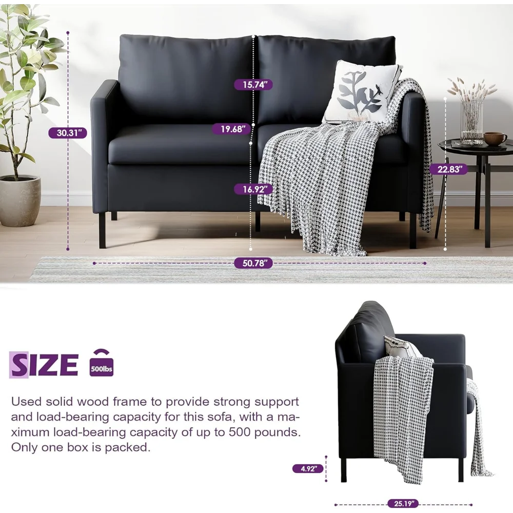 Modern Faux Leather Mini Couch Small Space Love Seat Sofa