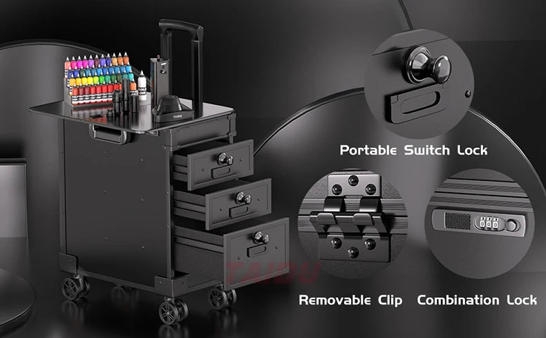 Ljustra Tattoo Suitcase With Three Drawers Large Storage Traveling Case