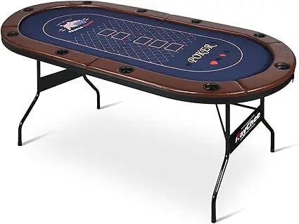 84 Inch Foldable Poker Table for 10 Players with Cup Holders and Felt