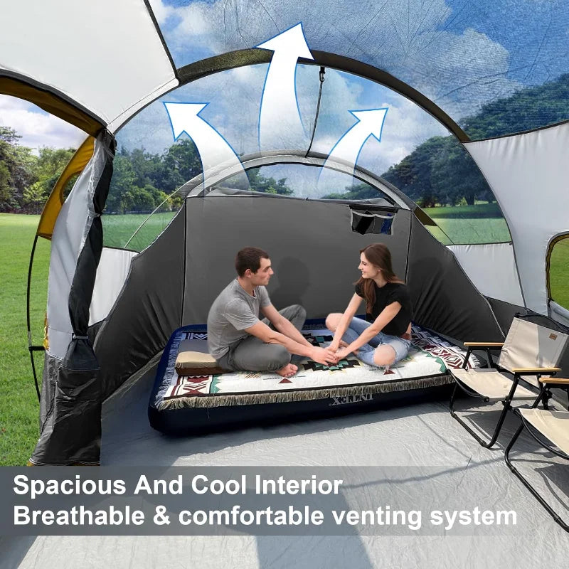 Ljustra 12 Person Camping Tent 3 Room Waterproof Family Cabin Tent