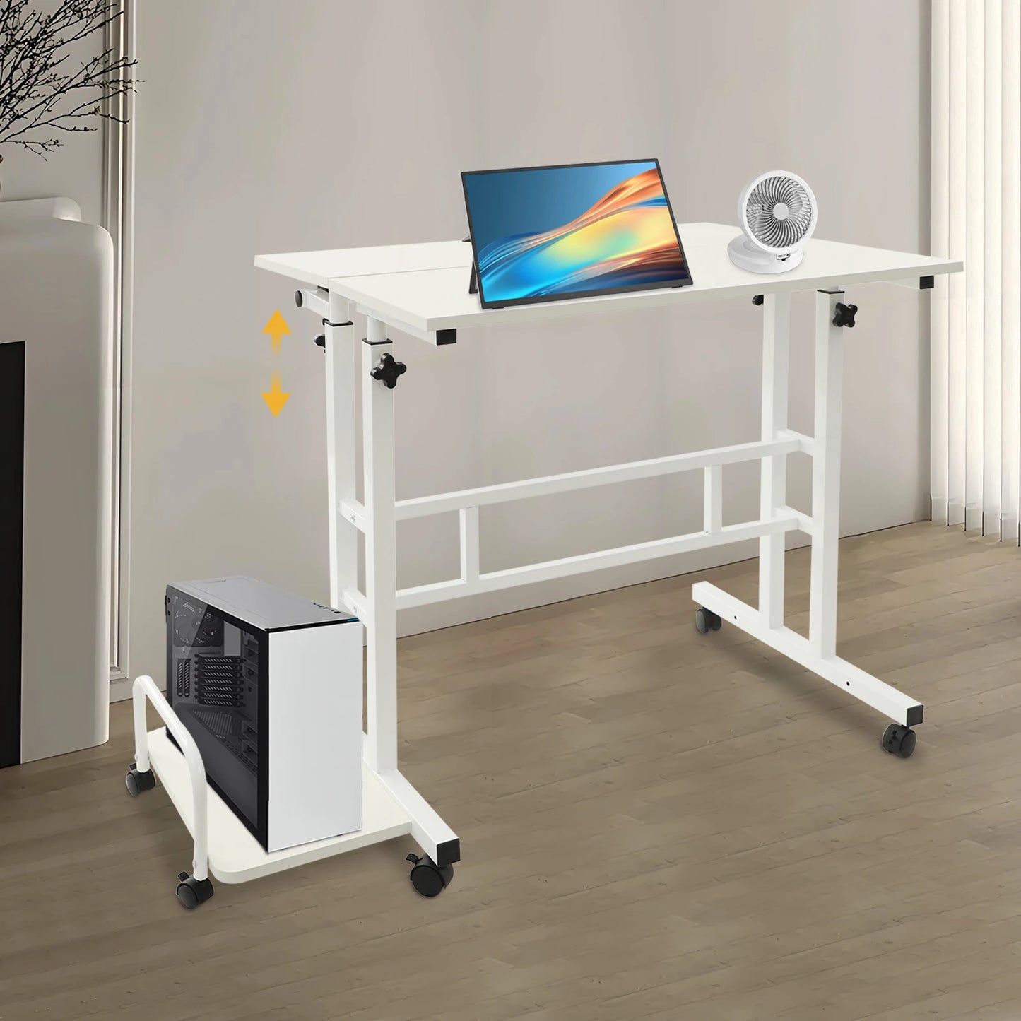 Multi Functional Foldable Desk Adjustable Computer Table with Wheels