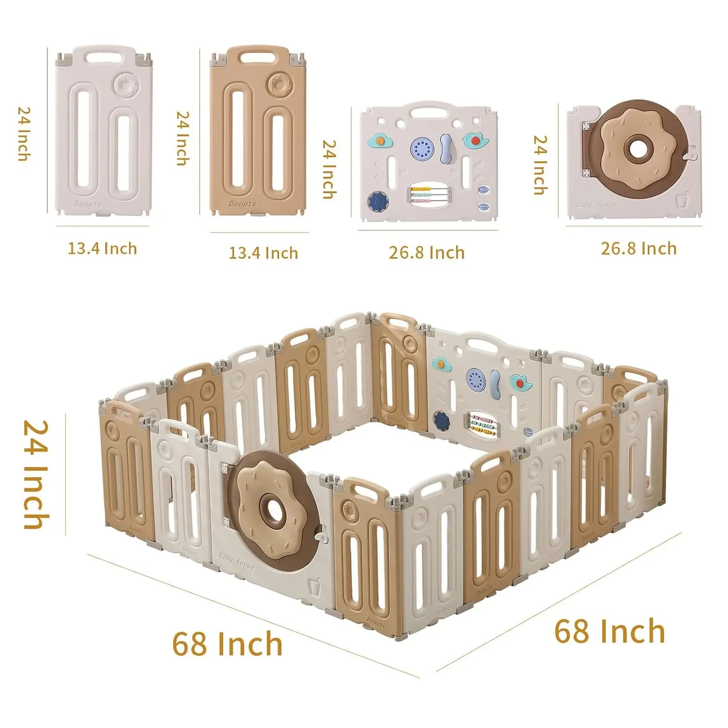 Foldable Playpen for Babies Toddlers Portable Safety Gate 14 18 22 Panels