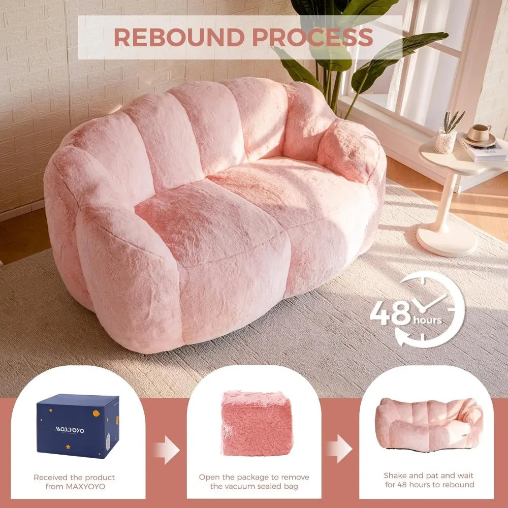 Ljustra Floral Shaped Bean Bag Chair Ultra Soft Loveseat Sofa