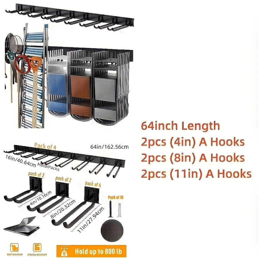 Heavy Duty 64 Inch Tool Storage Rack Garden Tool Organizer Wall Mount