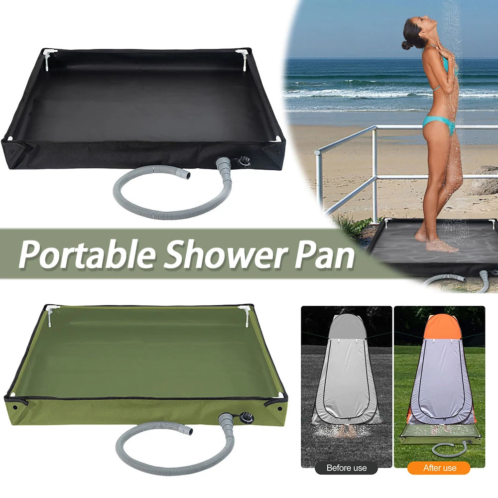Portable Shower Pan with Drain Hose for Camping Outdoor Pet Bath