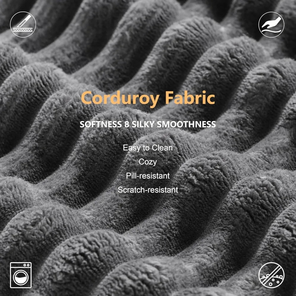 Modular Sectional Sofa Plush Corduroy U Shaped Couch Living Room