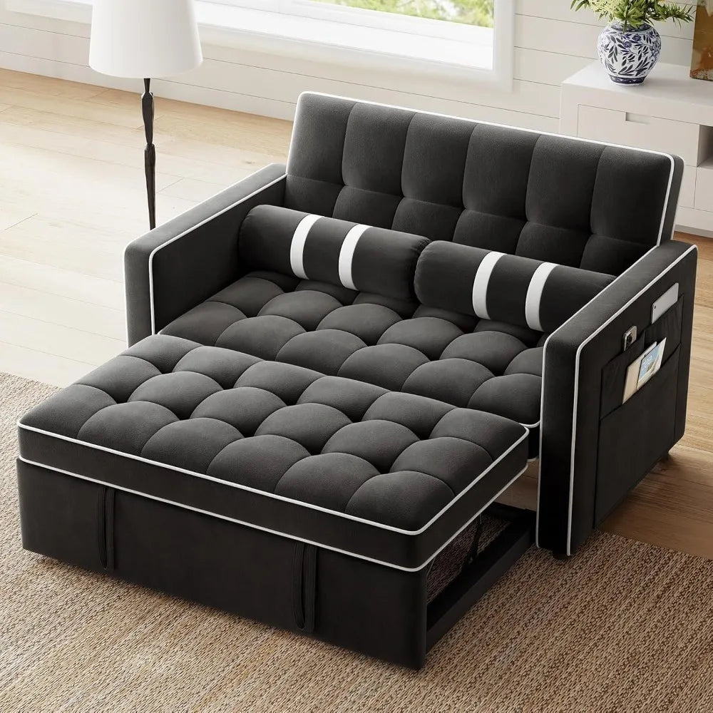 Ljustra 3-in-1 Sofa Bed with USB Charging Pull Out Couch Storage Pockets