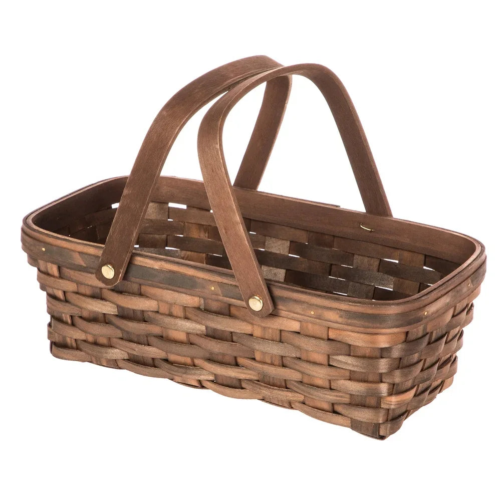Woodchip Storage Basket with Handles Decorative Gift Basket Organizer