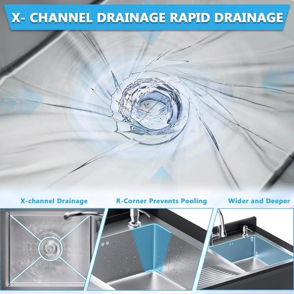 40 Inch Stainless Steel Utility Sink Commercial Kitchen Sink with Faucet