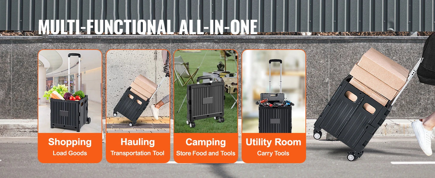 Ljustra Foldable Utility Shopping Cart Portable Handcart with Wheels