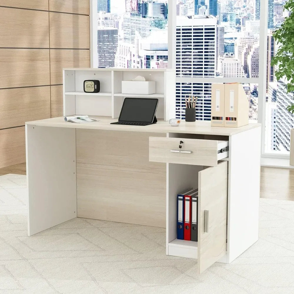 Reception Desk Counter Lockable Storage Modern Scandinavian MDF Matte