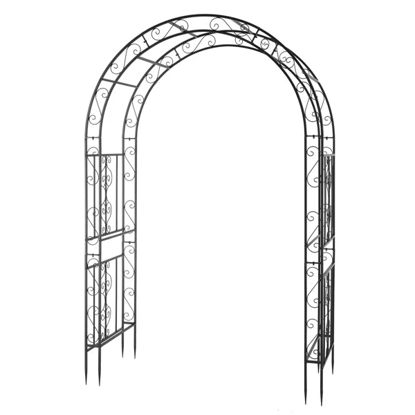 Double Layer Iron Art Arc Top Garden Arch Trellis 134x59x213cm