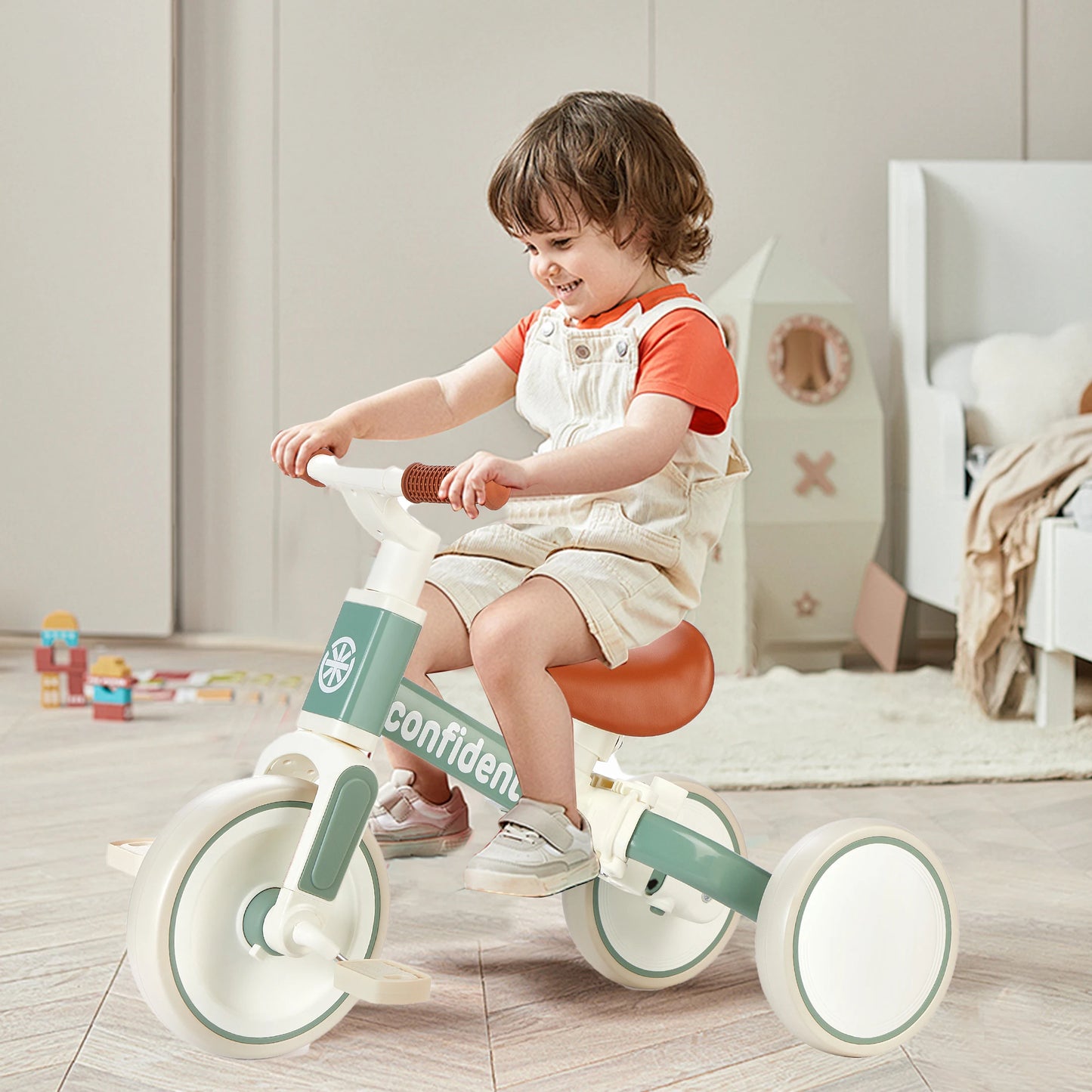Baby Balance Bike Toddler Trike with Parent Steering Push Handle