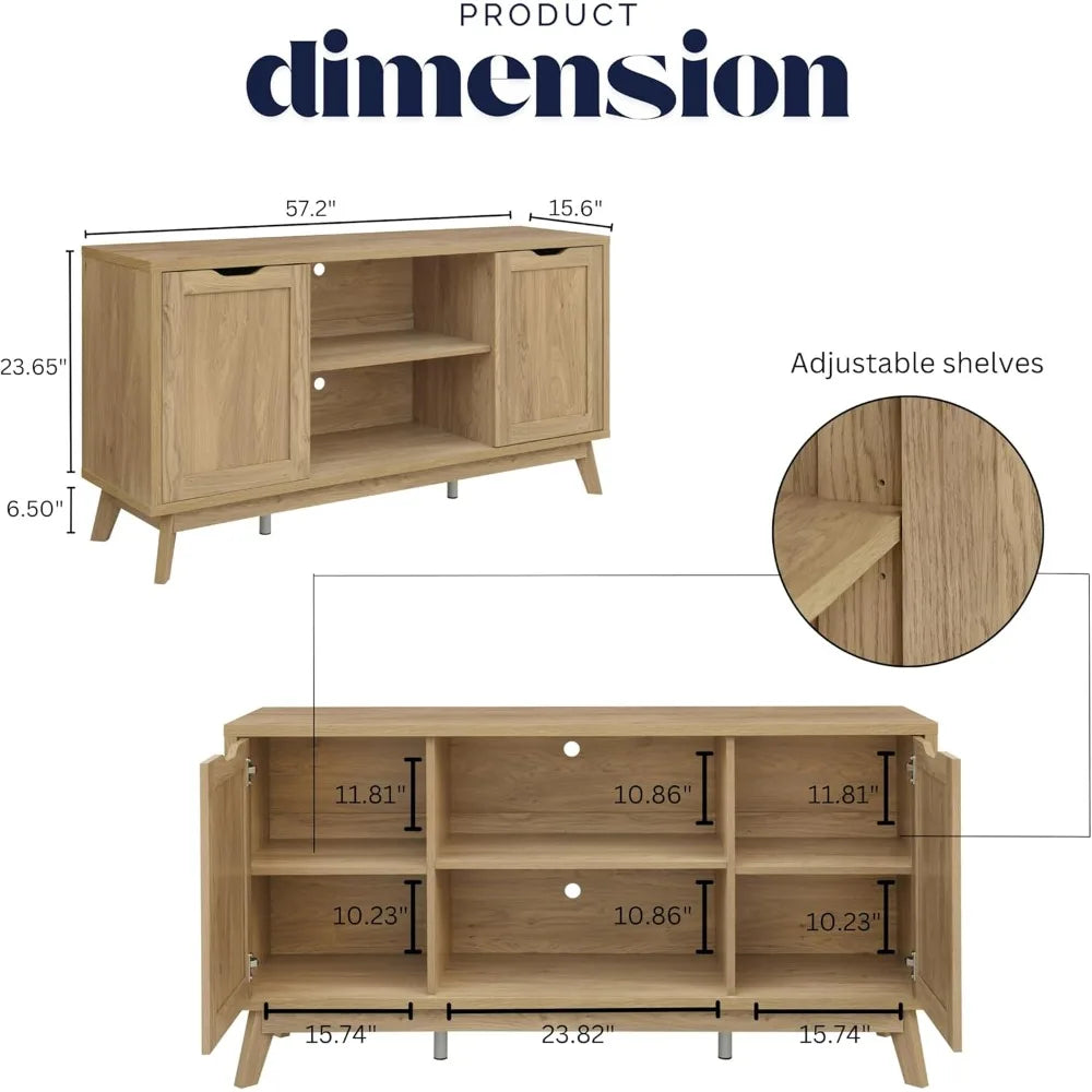 Nordica 60 Inch TV Stand Modern Entertainment Center for TVs Up To 65 Inches