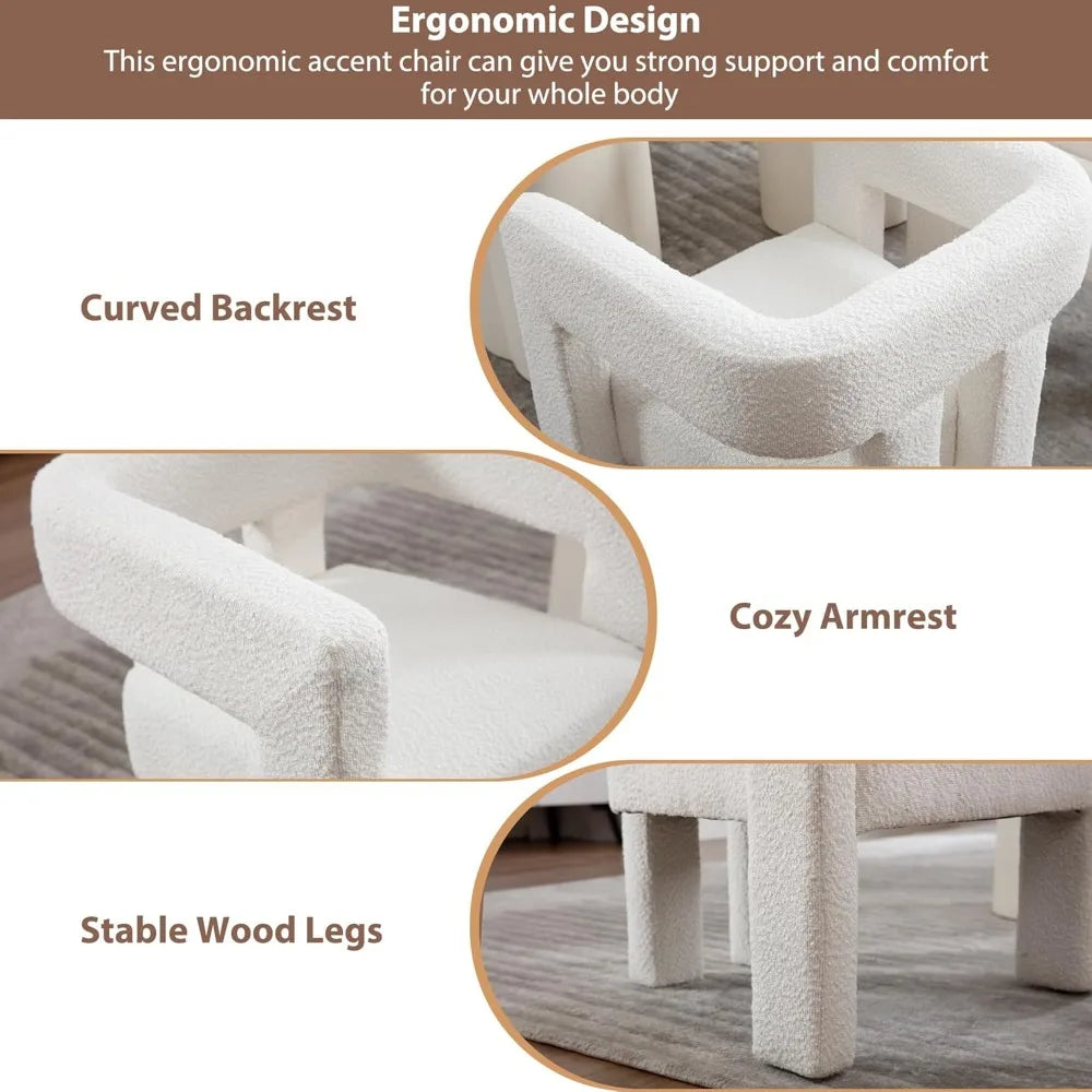 Modern Dining Chair Set of 4 Upholstered Barrel Accent Armchairs